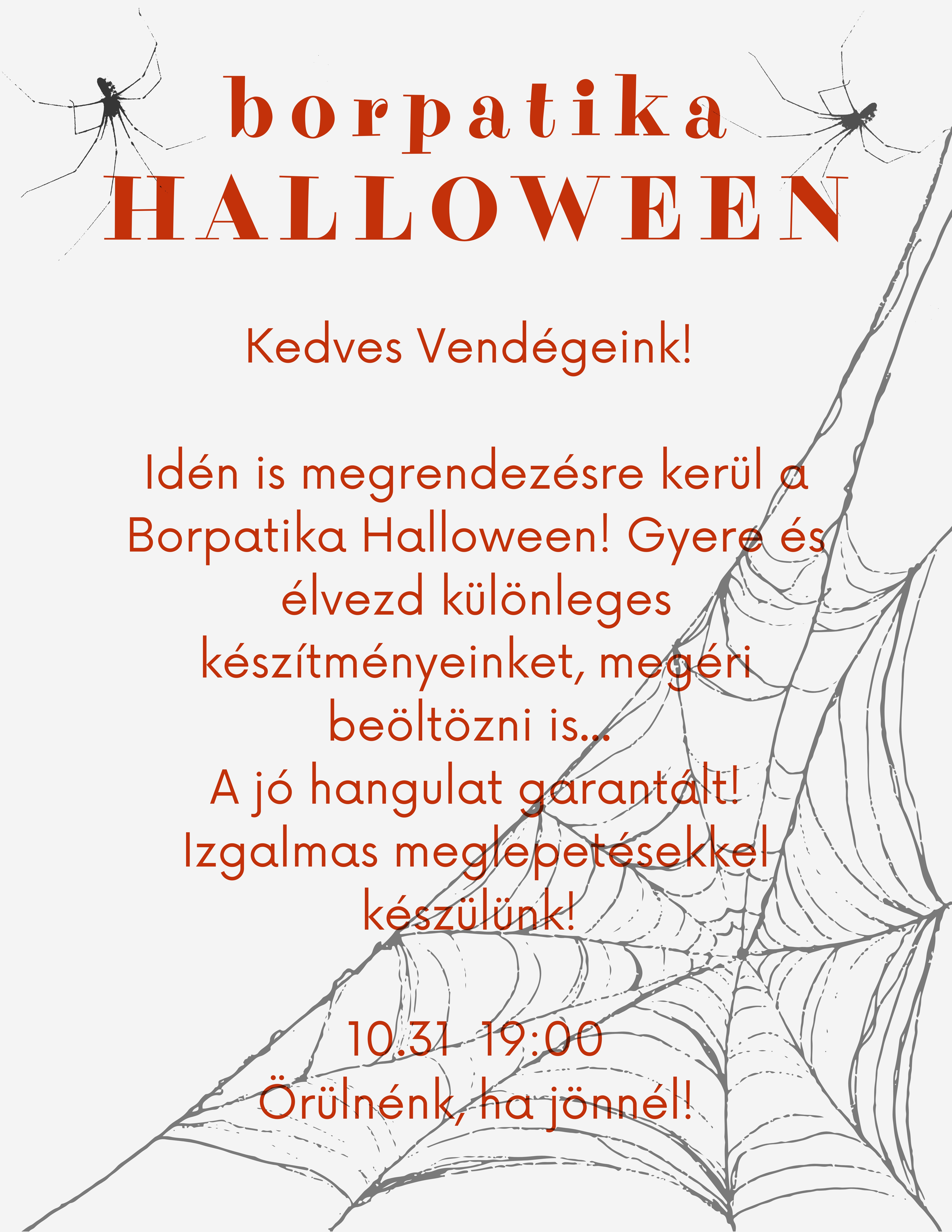 Borpatika Halloween meghívó